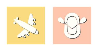 Landing Airplane and Dinghy Icon vector