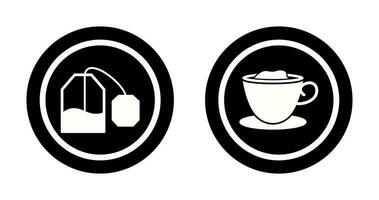 té bolso y cremoso café icono vector