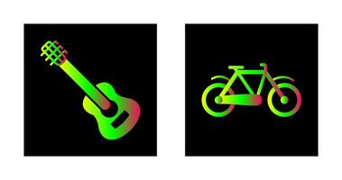 guitarra y bicicleta icono vector