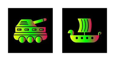 Infantry Tank and Viking Ship Icon vector