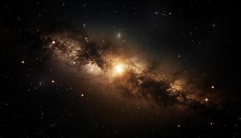 Night sky glows with the Milky Way, a galaxy of stars generated by AI photo