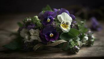 frescura de naturaleza belleza en un ramo de flores de púrpura flores generado por ai foto