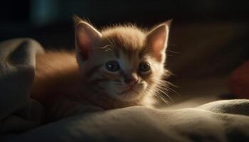 Cute kitten, playful and fluffy, staring with curiosity, purebred beauty generated by AI photo