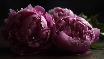 Freshness and beauty in nature a vibrant, pink peony blossom generated by AI photo