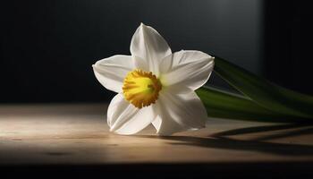 Yellow tulip, fresh and bright, symbolizes love and elegance generated by AI photo