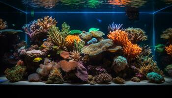 Underwater reef fish, nature multi colored beauty, swimming in tropical climate generated by AI photo