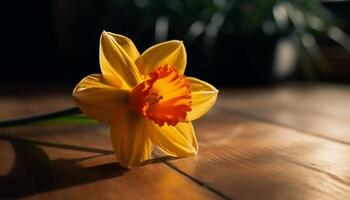 amarillo flor cabeza en cerca arriba, exhibiendo el belleza de naturaleza generado por ai foto