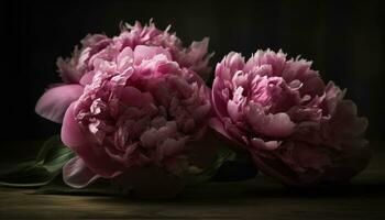frescura y belleza en naturaleza, un ramo de flores de rosado peonías generado por ai foto