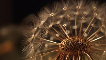 Softness and fragility of a dandelion seed in the summer meadow generated by AI photo