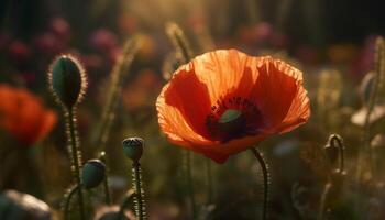 A vibrant meadow of wildflowers, nature colorful and delicate beauty generated by AI photo