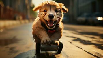 un linda perro en la carretera foto