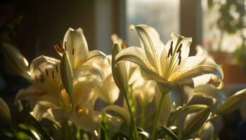 un hermosa ramo de flores de vistoso flores trae naturaleza elegancia adentro generado por ai foto