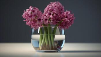 Freshness and beauty in nature a bouquet of purple hyacinths generated by AI photo