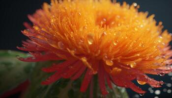 Vibrant yellow daisy, wet with dew, brings beauty to nature generated by AI photo