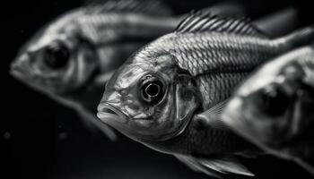 Freshwater carp, a single object, caught in motion underwater generated by AI photo