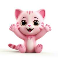 Cute pink kitten isolated on white background photo