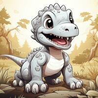 Cute cartoon baby dinosaur photo