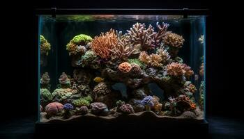 submarino pescado nadar en naturaleza vistoso coral arrecife decoración generado por ai foto