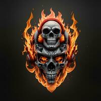 head skull fire mascot and esport gaming logo, AI generated photo