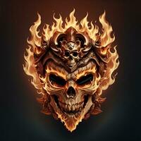 head skull fire mascot and esport gaming logo, AI generated photo