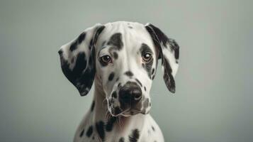 portrait of an adorable Dalmatian dog looking at the camera. photo