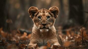 lion in jungle photo