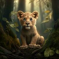 lion in jungle photo