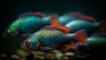 Colorful fish swim gracefully in a tropical underwater paradise generated by AI photo