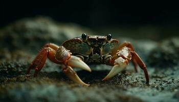 A cute crab with a yellow shell looks for lunch underwater generated by AI photo