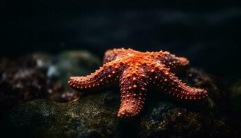Underwater beauty starfish in nature, close up of aquatic animal generated by AI photo