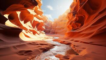Sand dunes create a majestic landscape of vibrant colors and beauty generated by AI photo