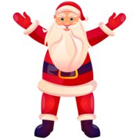 Santa Claus with red hat,beard, waving and friendly gestures. Cartoon illustration. Merry Christmas, Happy new Year, Winter holidays concept for greeting card, banner png