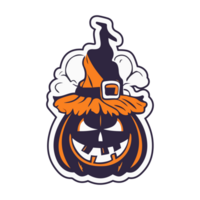 Halloween cartoon stickers bold lines spooky funny Ai generative png