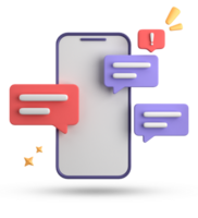 3d rendering of smartphone and speech bubble, 3D pastel chat with symbol, icon set. png