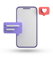 3d rendering of smartphone and speech bubble, 3D pastel chat with symbol, icon set. png