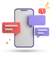 3d rendering of smartphone and speech bubble, 3D pastel chat with symbol, icon set. png