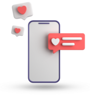 3d rendering of smartphone and speech bubble, 3D pastel chat with symbol, icon set. png