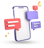 3d rendering of smartphone and speech bubble, 3D pastel chat with symbol, icon set. png