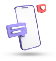 3d Rendern von Smartphone und Rede Blase, 3d Pastell- Plaudern mit Symbol, Symbol Satz. png