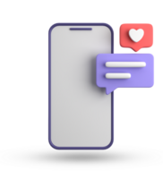 3d rendering of smartphone and speech bubble, 3D pastel chat with symbol, icon set. png