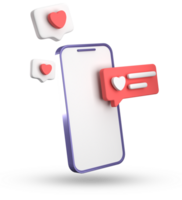 3d Rendern von Smartphone und Rede Blase, 3d Pastell- Plaudern mit Symbol, Symbol Satz. png