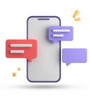 3d rendering of smartphone and speech bubble, 3D pastel chat with symbol, icon set. png