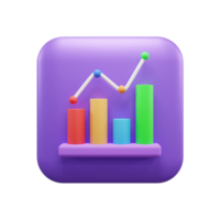 Business growth up graph 3d illustration icon or business success graph 3d icon or Business investment graph 3d icon png