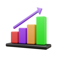 Business growth up graph 3d illustration icon or business success graph 3d icon or Business investment graph 3d icon png