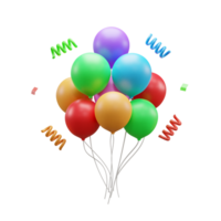 Party balloons 3d icon illustration or Celebration party balloons 3d icon or Birthday party balloon 3d icon png
