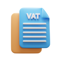 Business Tax Document 3d illustration icon or Business vat paper 3dillustration icon png