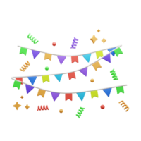 Birthday party flag 3d icon or Party Garland 3D Icon or Bunting Flag 3D Icon png