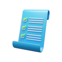 checklist document 3d illustration icon or Clipboard document 3d illustration icon png