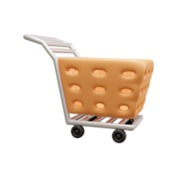 Shopping chart 3d icon illustration or shopping trolley 3d illustration or shopping bag 3d illustration png