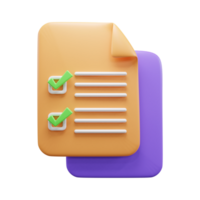 checklist document 3d illustration icon or Clipboard document 3d illustration icon png